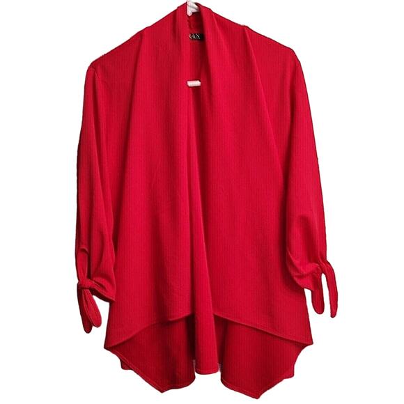 Iman Woman's City Chic Red Open front Jacket Crepe TIE Sleeves Size Medium - Picture 1 of 12